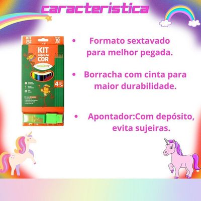 Kit Escolar Completo Coleção Com 18 Peças Para Pintura E Escrita Verde