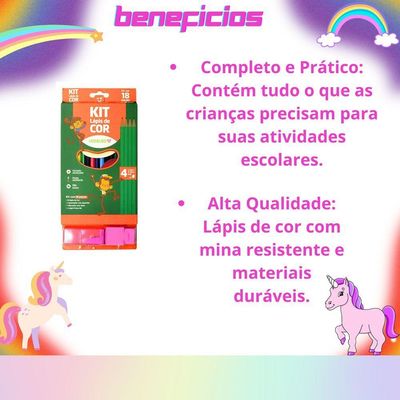 Kit Escolar Completo Coleção Com 18 Peças Para Pintura E Escrita Verde