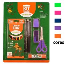 Kit Material Escolar Infantil Com 20 Peças Pintura Lápis De Cor Apontador E Borracha Laranja