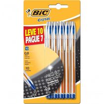 Caneta Esferográfica Bic Cristal Precisão Azul Ponta Fina Leve 10 Pague 7 Unidades