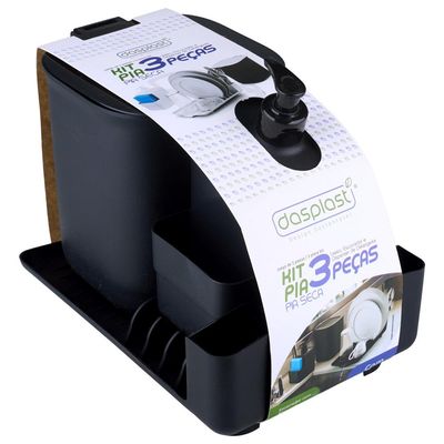 Kit Pia com 3 Peças Dasplast Preto