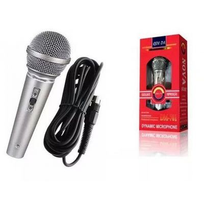 Microfone Dinâmico 701 Com Fio Cabo P10 Profissional Prata