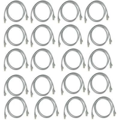 Kit 20 Cabo De Rede 1M Tipo Lan CAT5E Conector RJ45 Cinza