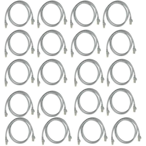 Kit 20 Cabo De Rede 1M Tipo Lan CAT5E Conector RJ45 Cinza