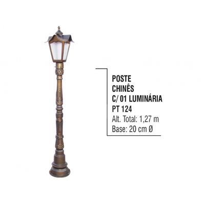 Poste Chinês para  Jardim de Alumínio 01 Luminária 1,27m