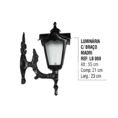 Luminária Com Braço Madri Externa/Interna em Alumínio 55cm