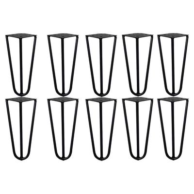 Kit 10 Pés de Metal 15 CM Hairpin Legs Mesas de Centro Puffs Preto G41
