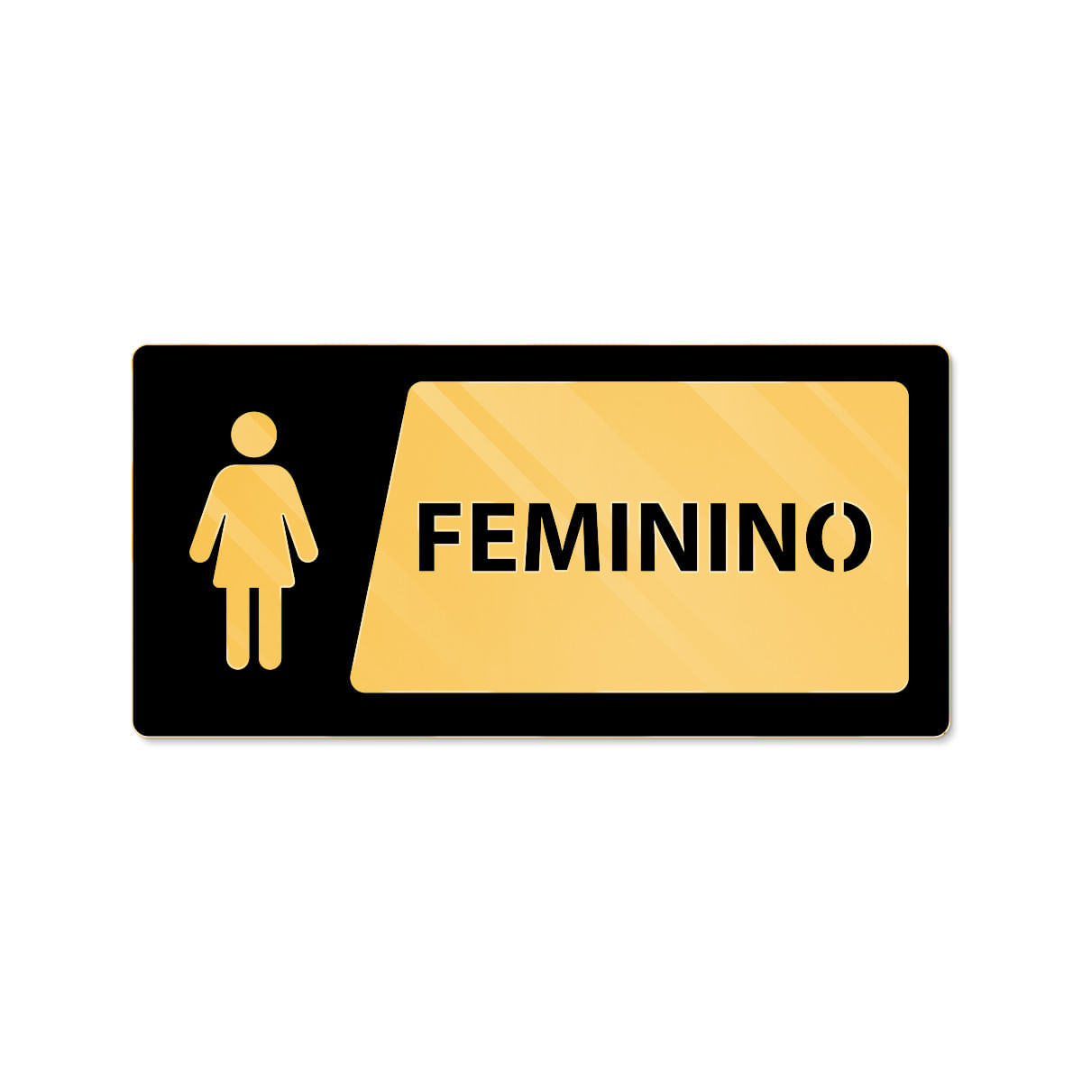 Placa Banheiro Espelhada Dourada - Par - 15x7,5cm