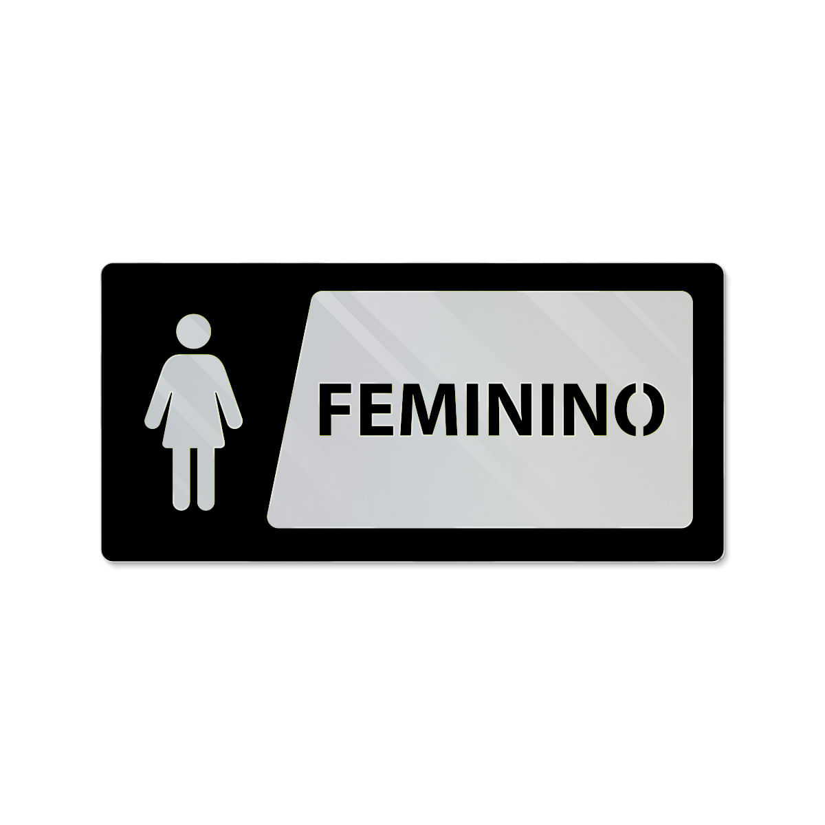 Placa Banheiro Espelhada Prata - Par - 20x10cm