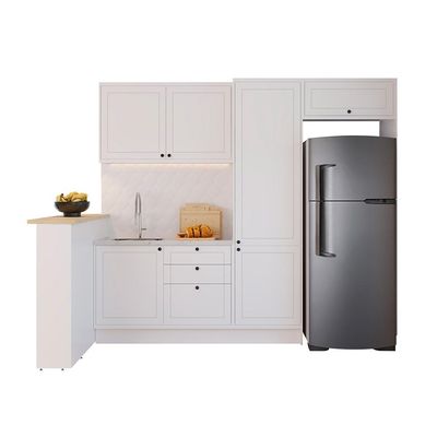 Cozinha Completa Évora com Bancada 6 PT 3 GV Branco Ártico