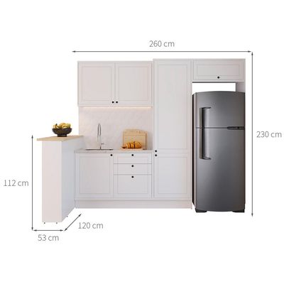 Cozinha Completa Évora com Bancada 6 PT 3 GV Branco Ártico
