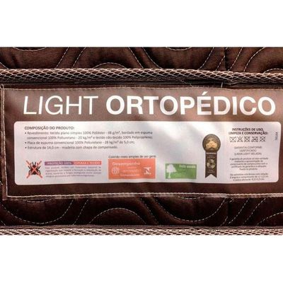 Cama Box Baú Solteiro: Colchão Ortopédico Ortobom Wood Light + Base Crc Suede Brown(88x188)