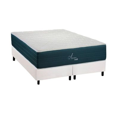 Conjunto Box King Colchão Molas Polar Ensacadas Aquariuns + Base Crc Courano White (193x203)