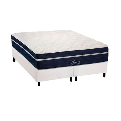 Conjunto Box King Colchão Molas Polar Ensacadas Garnet + Base Crc Courano White (193x203)