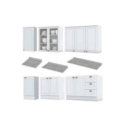 Cozinha 9 Peças (3 Armários + 3 Balcões + 3 Complementos) C5p37 Branco