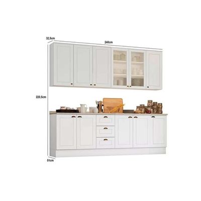 Cozinha 9 Peças (3 Armários + 3 Balcões + 3 Complementos) C5p37 Branco