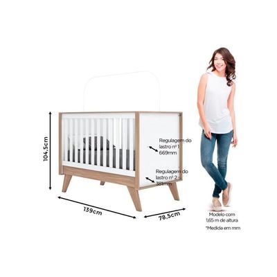 Quarto De Bebê Completo Confete 3 Peças (1 Guarda Roupa + 1 Berço + 1 Cômoda) Qi57 Branco-jequitiba