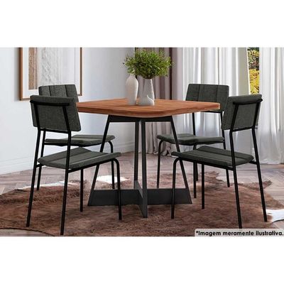 Sala De Jantar 1593 C- Tampo 90x90cm E 4 Cadeiras 1742 Preto-grafite Carraro