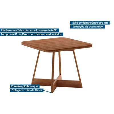Sala De Jantar 1593 C- Tampo 90x90cm E 4 Cadeiras 1742 Preto-grafite Carraro