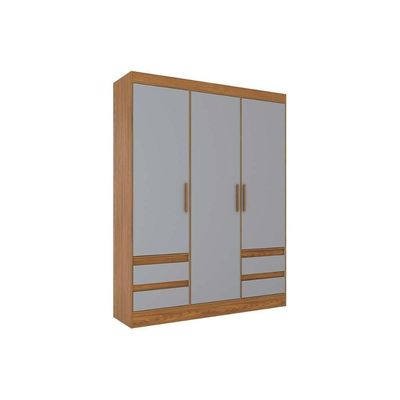 Guarda Roupa Solteiro 3 Portas E 4 Gavetas Briz Lema B55 Nature-off White