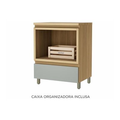 Gabinete De Banheiro Balcão Rainha C- 1 Gaveta E 1 Nicho 70cm Branca-nature - Nesher
