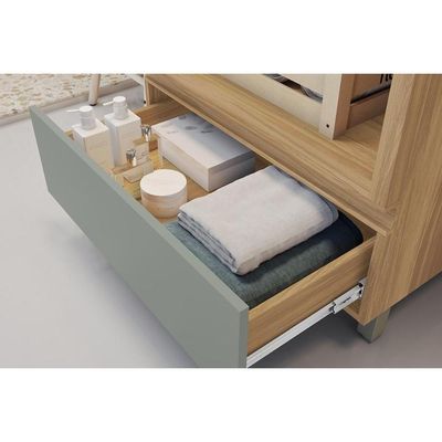 Gabinete De Banheiro Balcão Rainha C- 1 Gaveta E 1 Nicho 70cm Branca-nature - Nesher