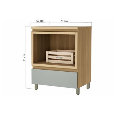 Gabinete De Banheiro Balcão Rainha C- 1 Gaveta E 1 Nicho 70cm Branca-nature - Nesher