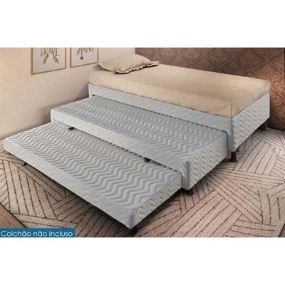 Cama Box Base C- 2 Auxiliares Solteiro Universal Bordado White (88x188x32) - Paropas