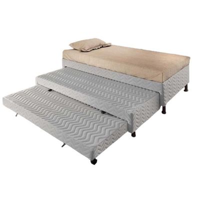 Cama Box Base C- 2 Auxiliares Solteiro Universal Bordado White (88x188x32) - Paropas