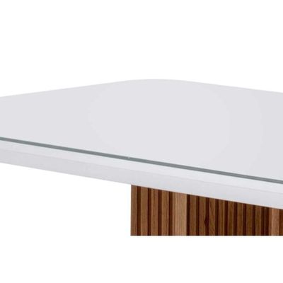 Mesa P- Cozinha Berlim C- Tampo 120x80cm Madeirado Vidro Canto Curvo - Imbuia-off White - Rufato