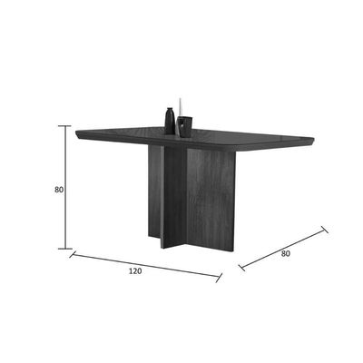 Mesa P- Cozinha Berlim C- Tampo 120x80cm Madeirado Vidro Canto Curvo - Imbuia-off White - Rufato