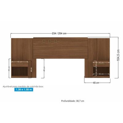 Painel Cama Box Madeirado Cor Jatoba Casal C- Gavetas Plus Jatoba - Santos Andirá