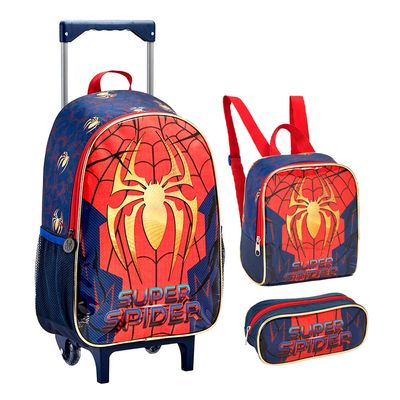 Kit Mochilete Escolar Lancheira Estojo Homem Aranha Seanite