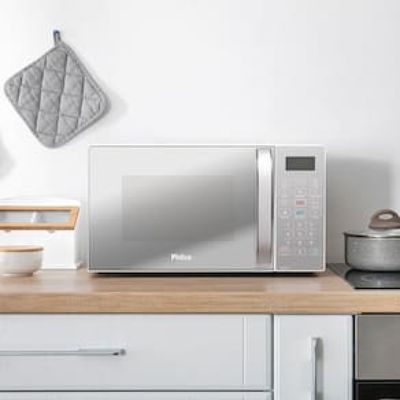 Forno de Micro-ondas Philco PMO23EB com Menu FIT 20 Litros - Branco e Prata Prata / 110