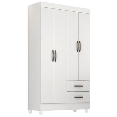Guarda Roupa 4 Portas Barras Branco