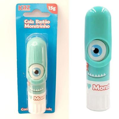 Cola Escolar Bastão Monstrinho Azul - 15g - Kz5015az - Kaz