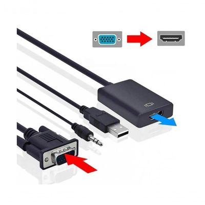 Conversor Vga Para Hdmi Saída 1080p Hd Tv Hdtv áudio P2