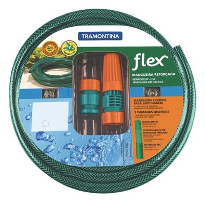 Mangueira Flexível Verde 10 M Com Acessórios Tramontina