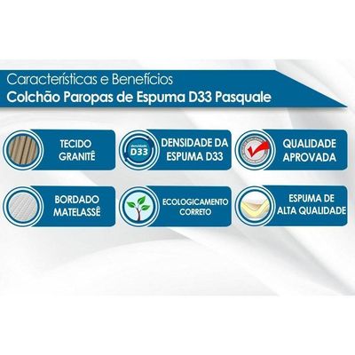 Colchão Viúva Espuma D33 Pasquale Clean (128x188x14) - Paropas