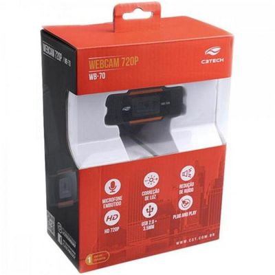 Webcam Usb Hd 720p Wb-70bk Preto C3tech