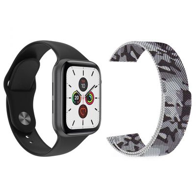 Kit 1 SmartWatch Preto Android iOS + 1 Pulseira Camuflada