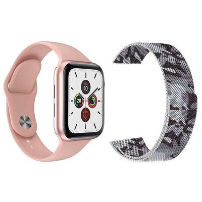 Kit 1 SmartWatch Rosa Android iOS + 1 Pulseira Camuflada