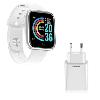 Kit 1 Smartwatch D13 Pro Plus Branco + 1 Base De Carregador