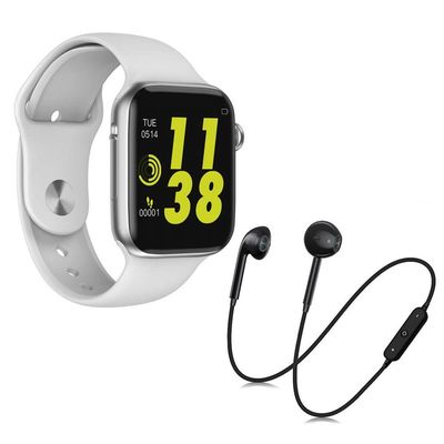 Kit 1 Smartwatch W34 Branco + 1 Fone Bluetooth S6 Preto