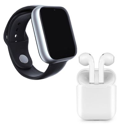 Kit 1 Smartwatch Z6 Prata + 1 Fone Bluetooth I9s Tws Branco
