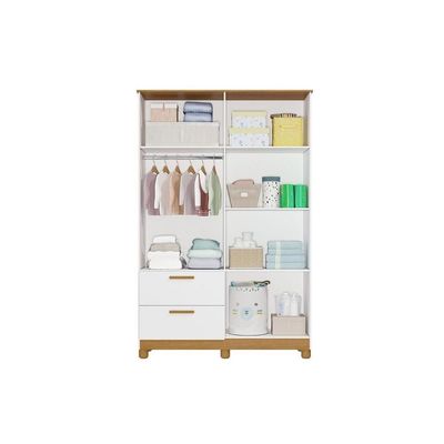 Guarda Roupa Bebê 4 Portas E 2 Gavetas Jujuba Branco - Permóbili Baby
