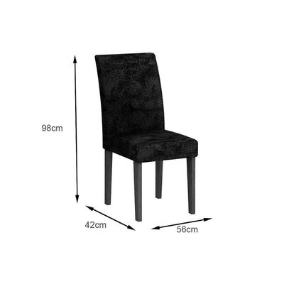 Kit Mesa Luna Tampo C Vidro 120cm Canto Reto + 4 Cadeiras Imbuia Chocolate