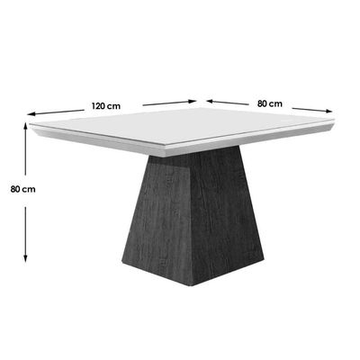 Kit Mesa Luna Tampo C Vidro 120cm Canto Reto + 4 Cadeiras Imbuia Chocolate