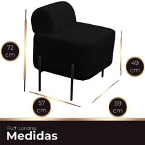 Puff Estofado Virginia Decorativo Tecido Boucle Cor Preto