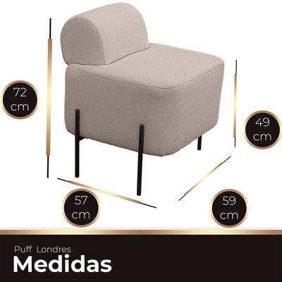Puff Estofado Virginia Decorativo Tecido Boucle Cor Branco
